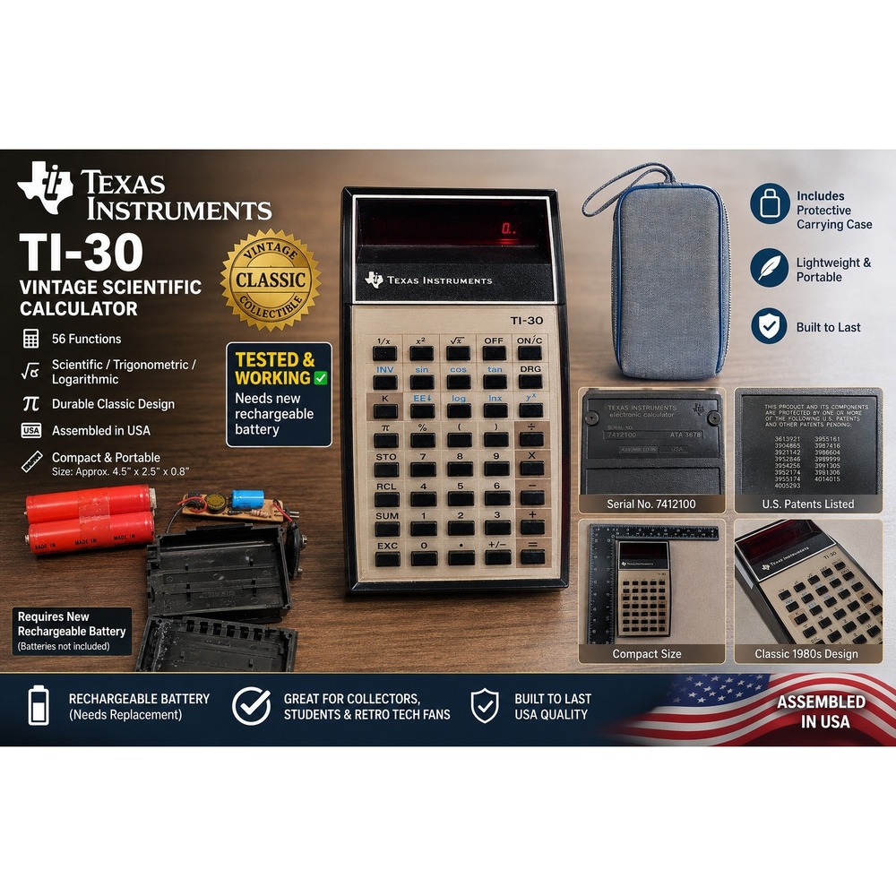 Vintage Texas Instruments TI-30 Scientific Calculator Red LED Display USA Made